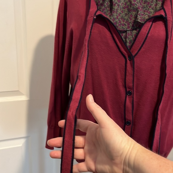 NWOT ModCloth Fuchsia button up with 3/4 length sleeves, Snug fit. 2X. - Picture 5 of 6